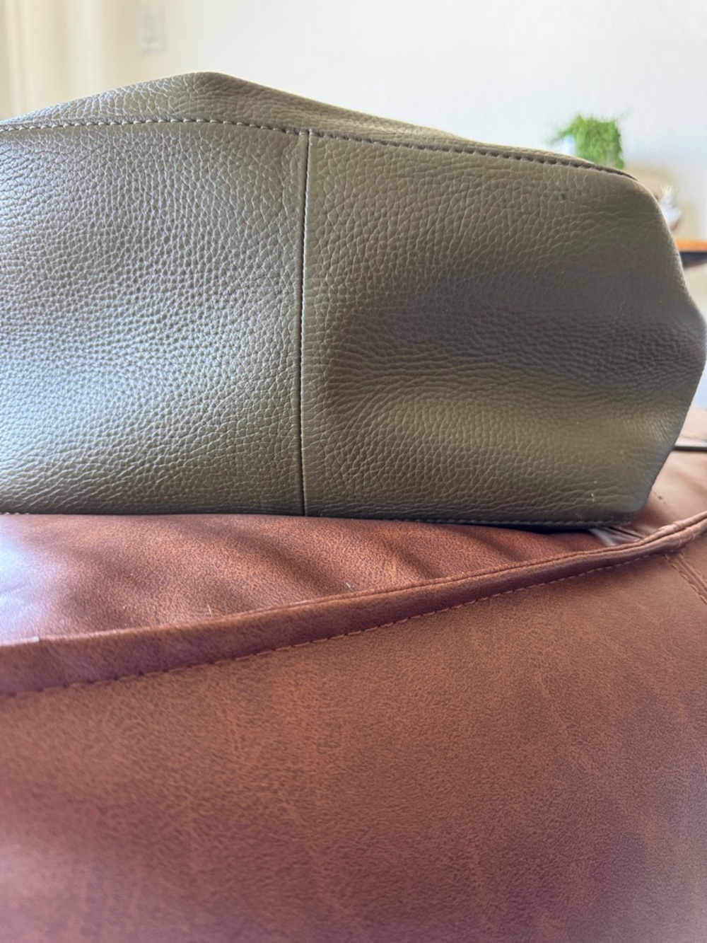 Michael Kors Olive Green Pebbled Leather Drawstring Shoulder Bag - Picture 5 of 9